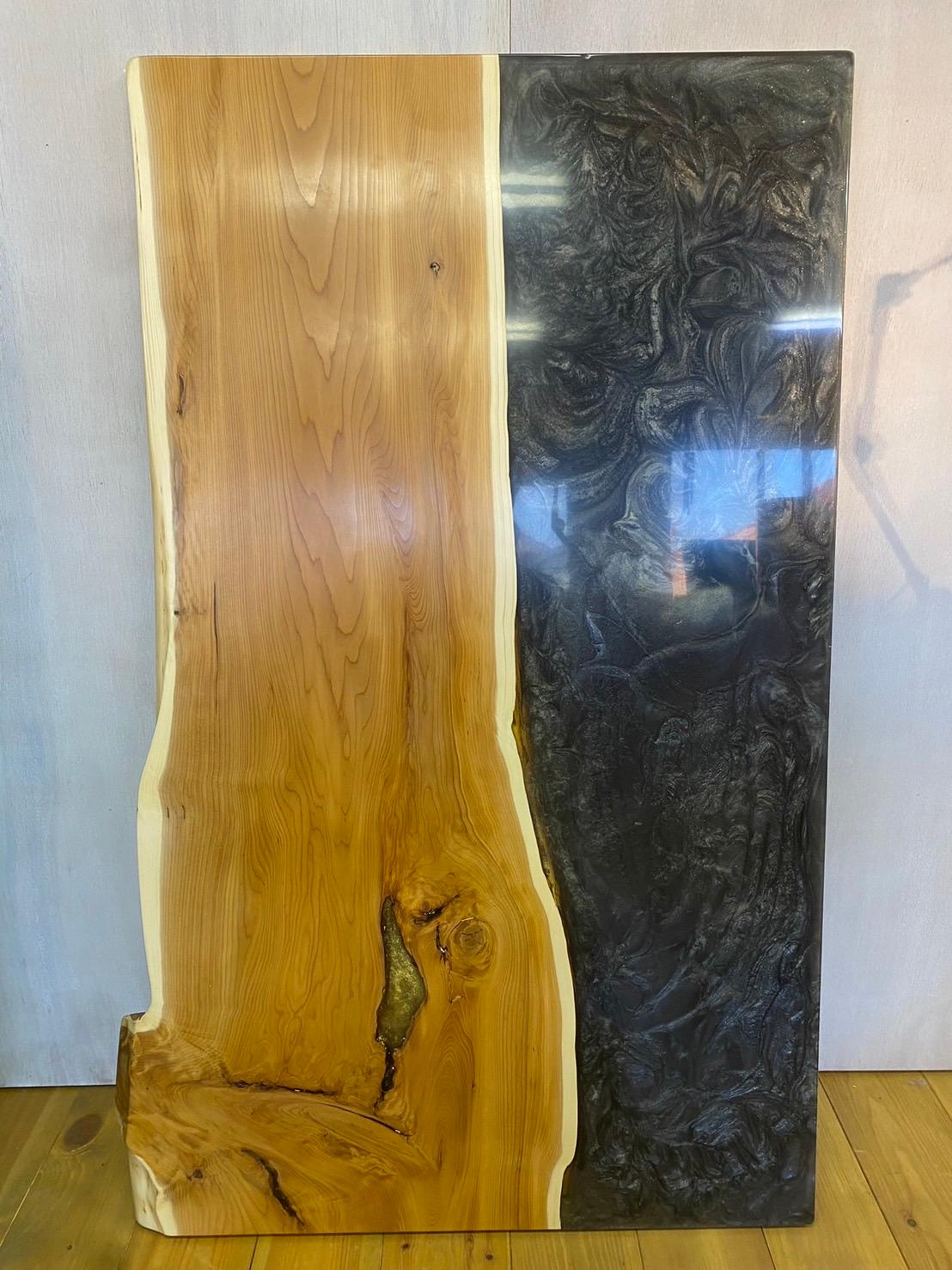 一枚板専門店　レジン天板⑦　ケヤキ×ブラック1枚目の画像