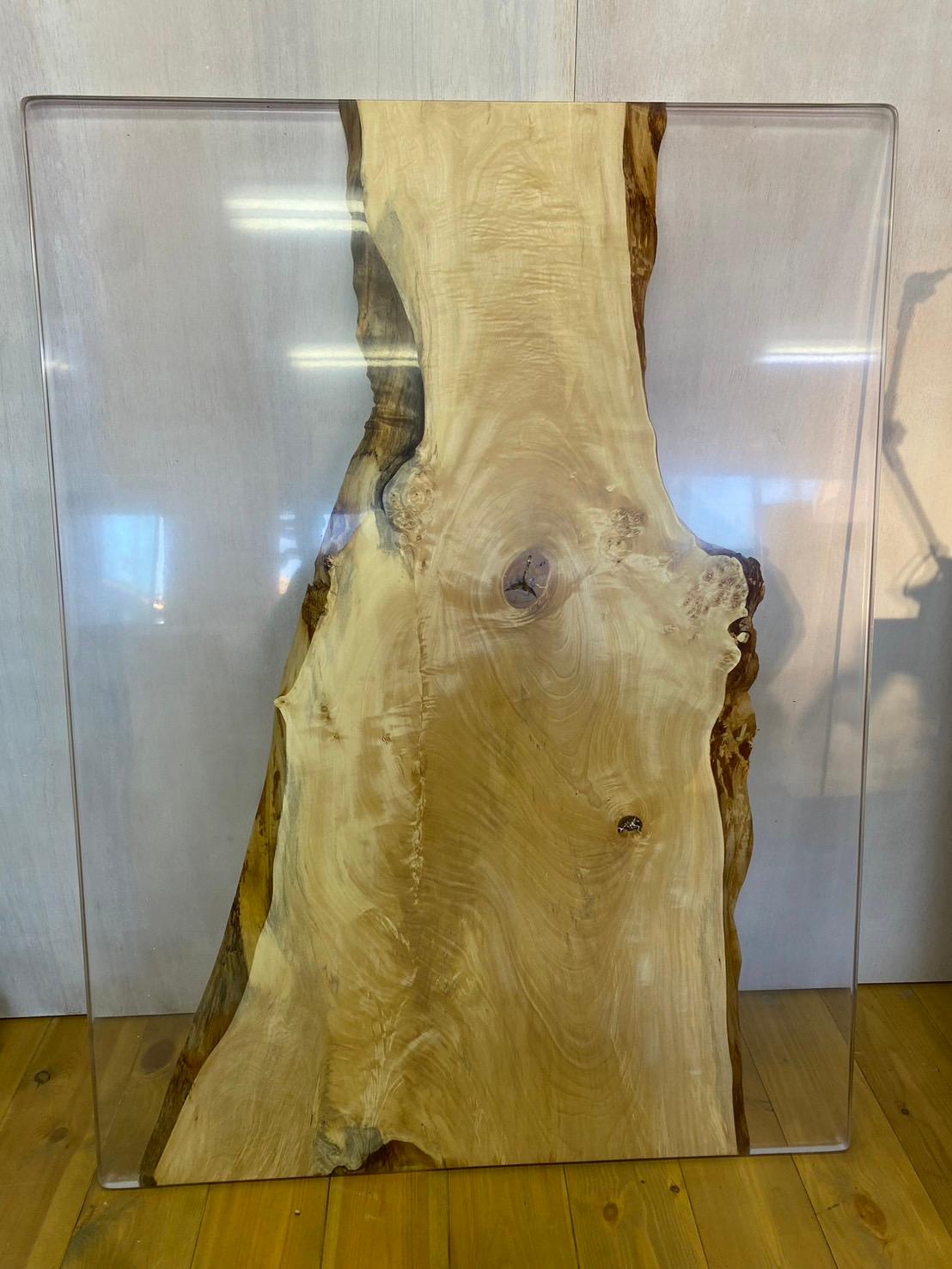 一枚板専門店　レジン天板⑩　トチ×クリア(透明)1枚目の画像